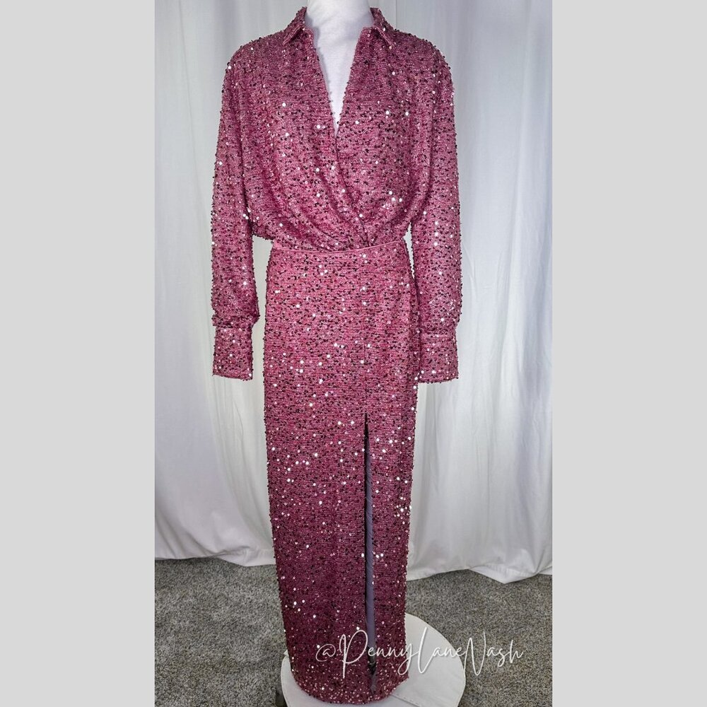 Fashion Nova Mauve Rain On Me Sequin Skirt Set - Picture 2 of 15